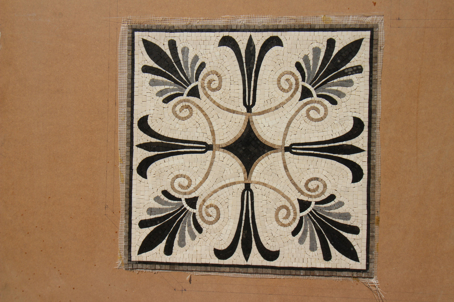 Marble Tile Mosaic: Handmade Anastasia Mural, Wall Art Decor (24” x 24")