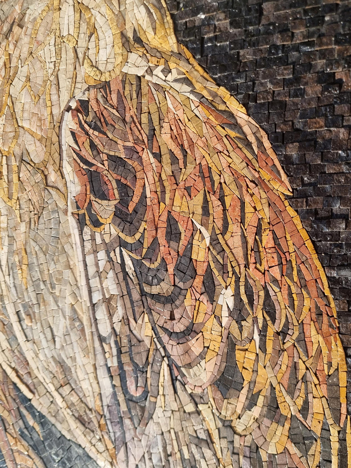 Handmade Eagle Mosaic Mural: Stone & Marble Wall Art (32” x 20”)