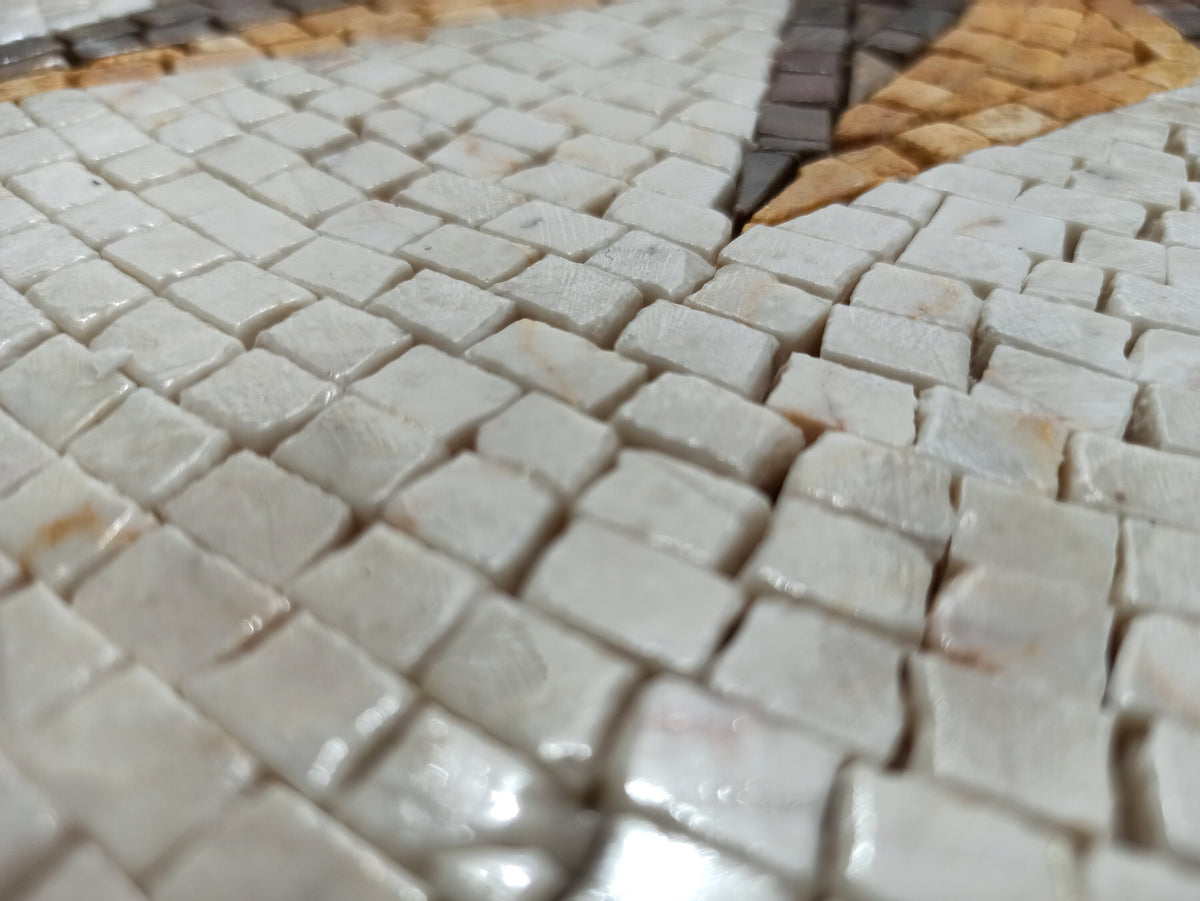 Handmade Compass Rose Mosaic Tile: Nautical Stone Art (32x32)
