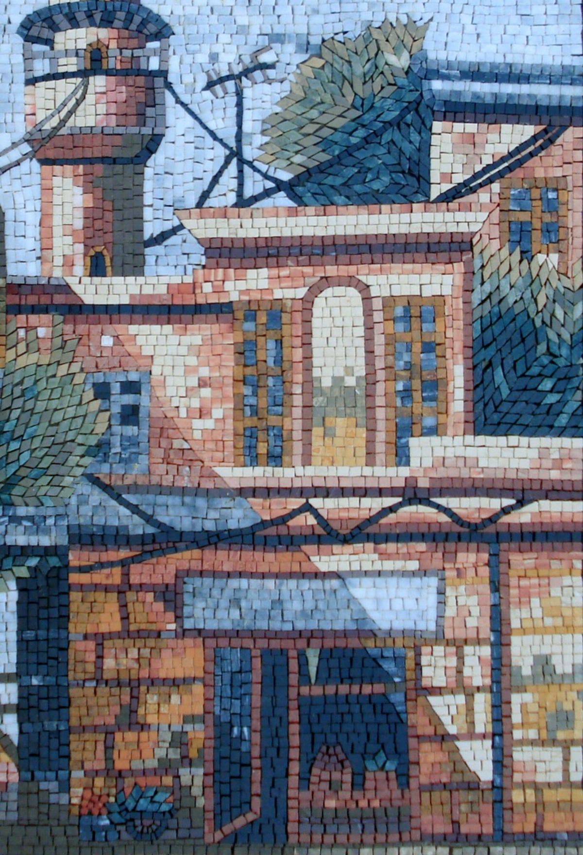 Handmade Marble Mosaic Tile: Damascus Old City Landscape (36” x 24”)