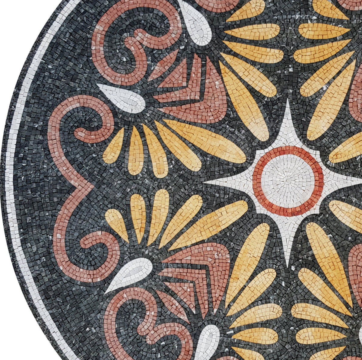 Handmade Marble Mosaic Medallion Art Tile: Pattern Décor (40" Diameter)