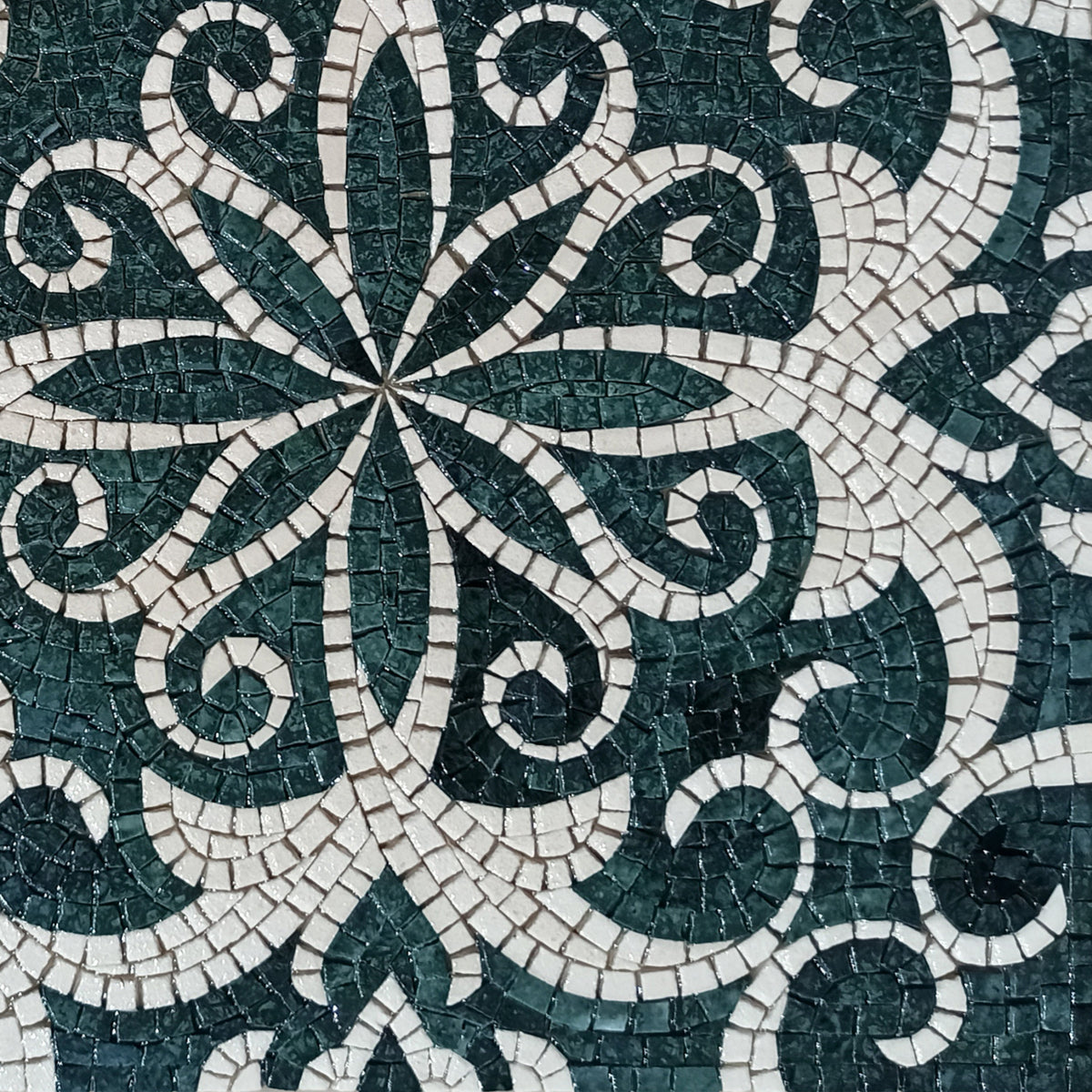 Botanical Medallion Mosaic Tile: Handmade Marble Backsplash (24”x 24")