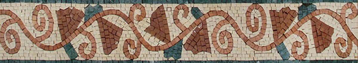 Handmade Marble Tile Trim: Roses on Rosy Vine Border, Eclectic Backsplash Accent