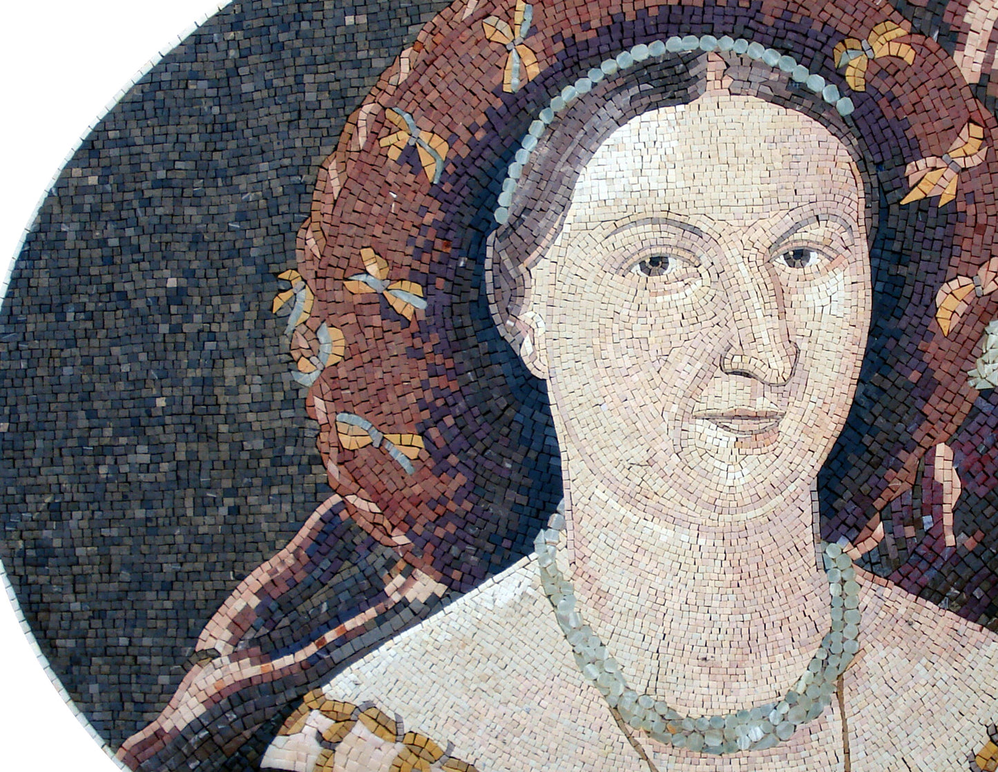 Duchess Woman Marble Mosaic Mural: Handmade Indoor/Outdoor Wall Art