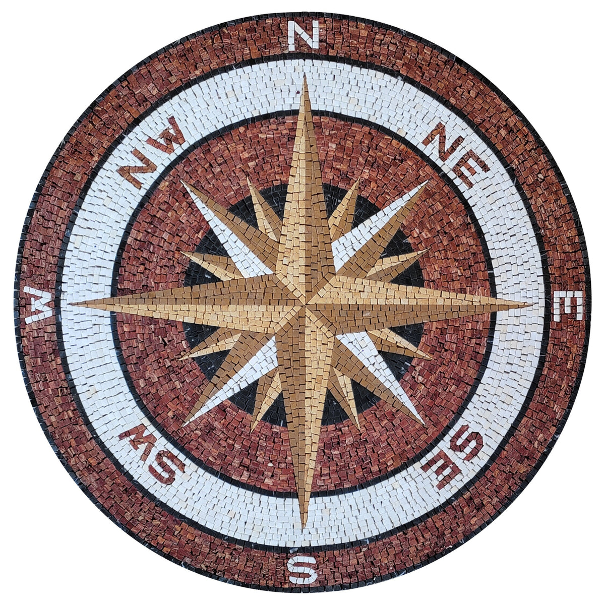 Oceanic Opulence - Nautical Medallion - Compass Rose Marble Mosaic Medallion Flooring Tiles - Customization available
