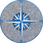 Handmade Marble Mosaic Medallion: Compass Rose Nautical Tile Art