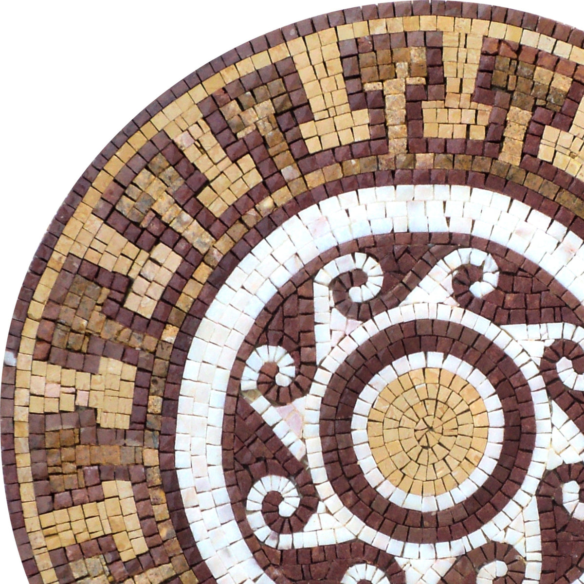 Handmade Marble Mosaic Medallion Tile: 20" Patterned Art Decor