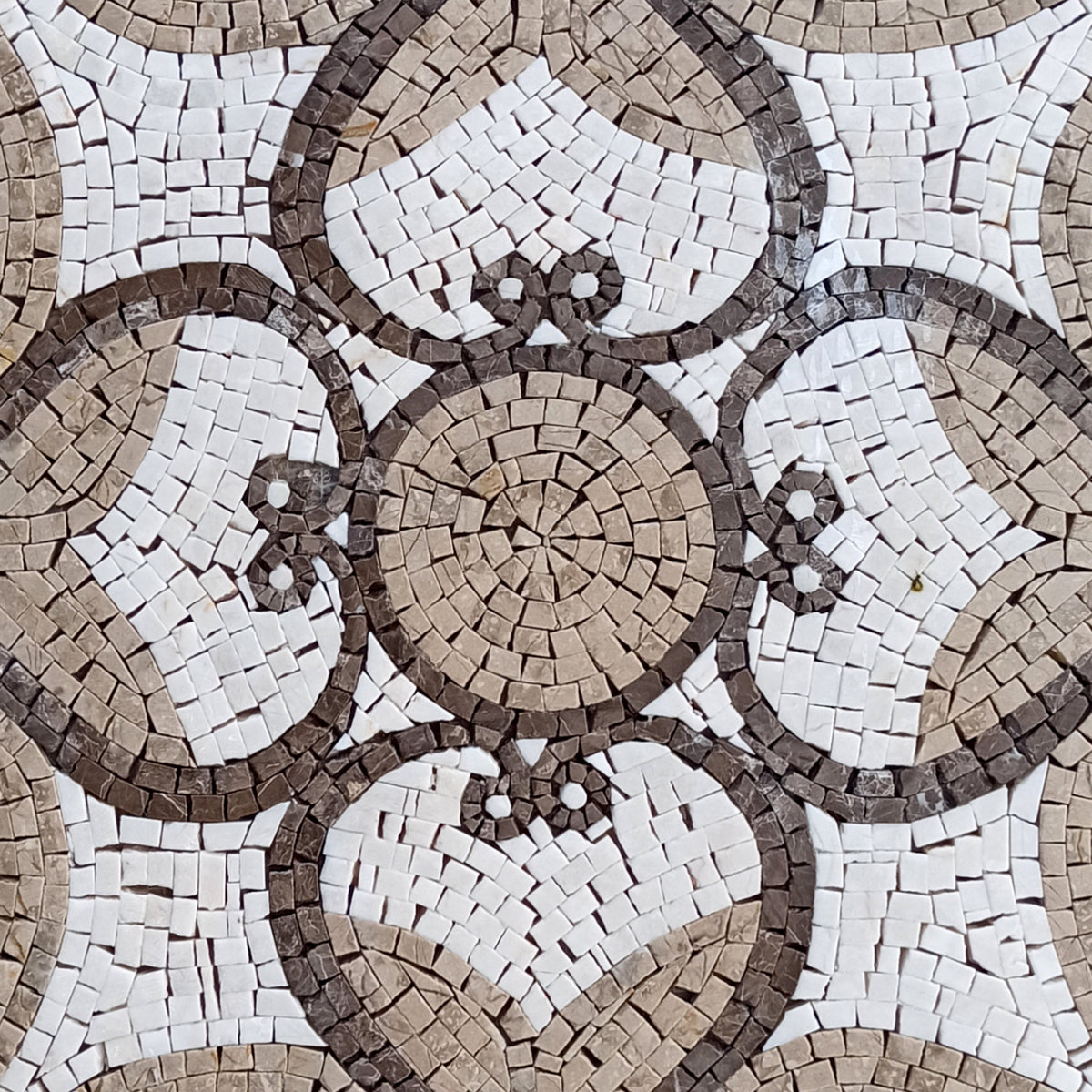 Handmade Marble Mosaic Medallion: 32-Inch Art Tile Décor