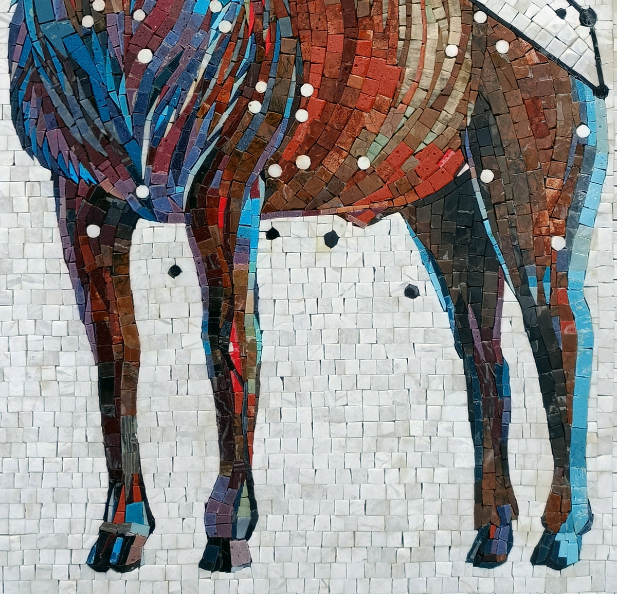 Taurus Zodiac Mosaic Tile Art: Handmade Stone Wall Decor (30x25)