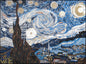 VAN GOGH BACKSPLASH | Stary Night Landscape Medallion Mosaic Art Tiles | Vincent Van Gogh Artwork Mosaic Tiles For House Warming