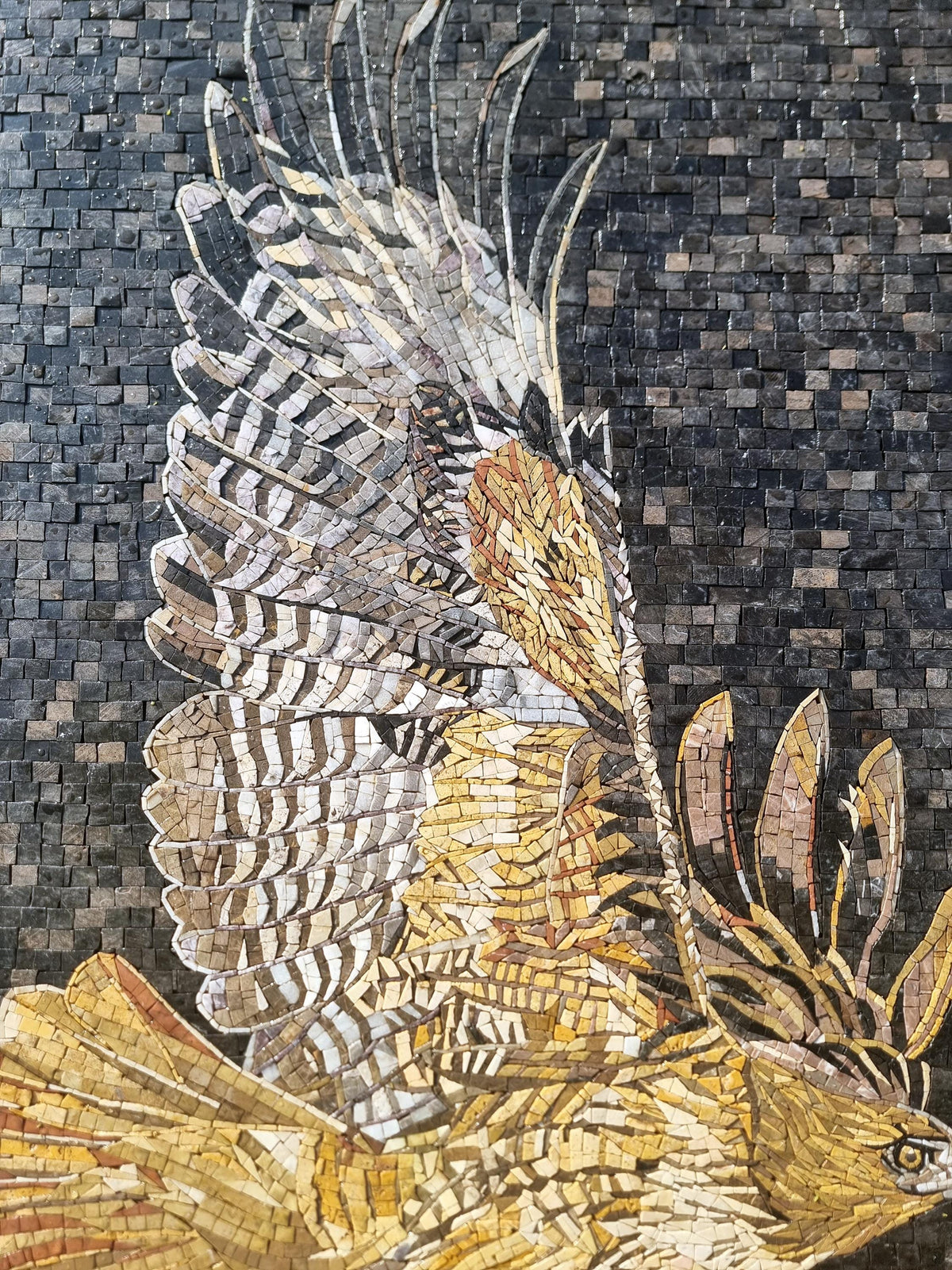 Handmade Eagle Mosaic Tile Art: Marble Stone Wall Decor (32” x 24")