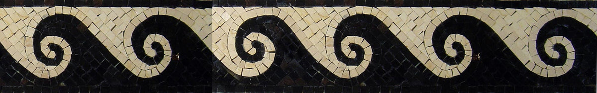 Waves Mosaic Border: Handmade Marble Tile Art (40x4)