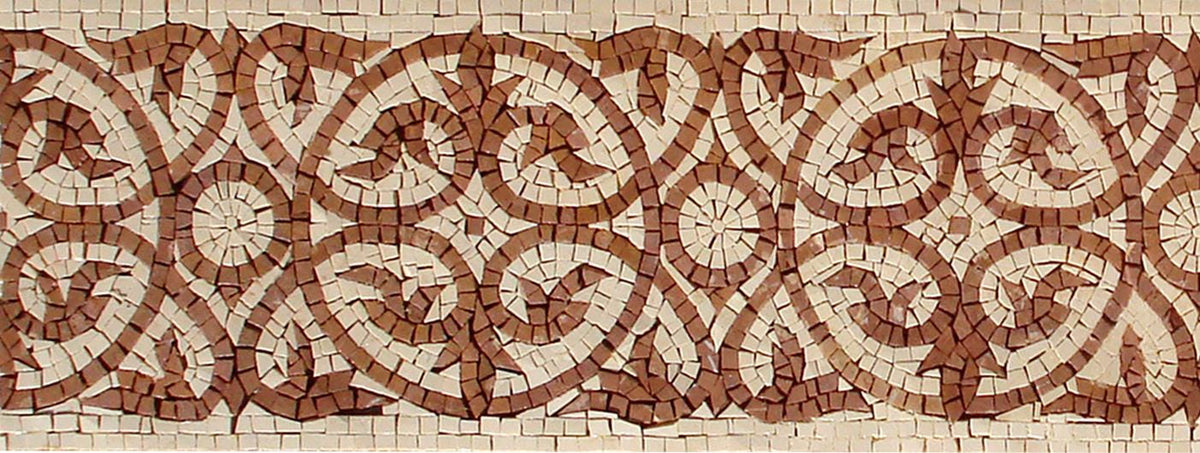 Handmade Marble Mosaic Border: Red & Cream Tile Trim - 10x40