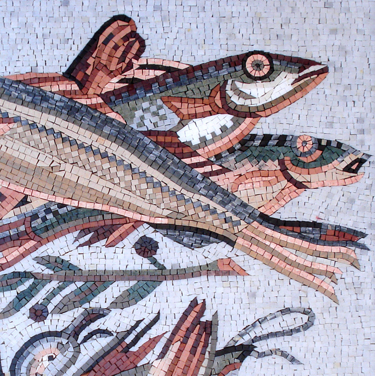 Duck & Fish Mosaic Tile Art: Handmade Marble Wall Decor (32" x 32")