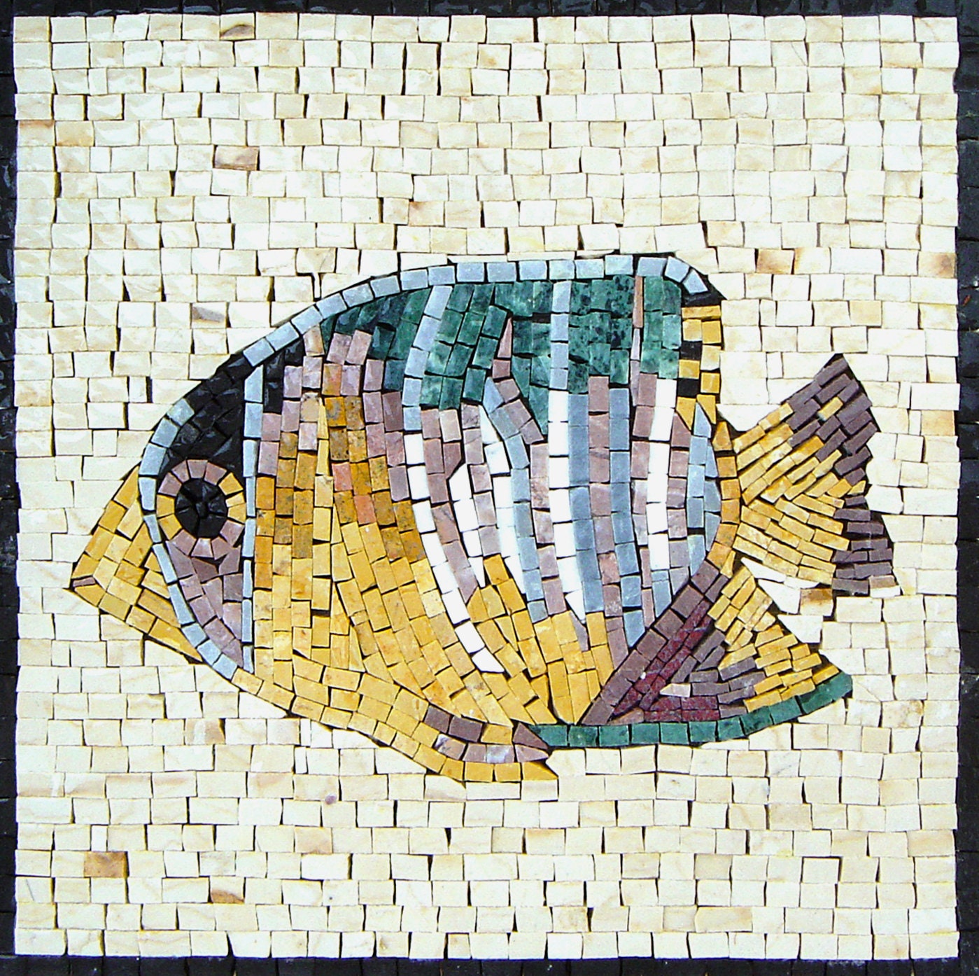 Handmade Fish Mosaic Tile Art: Kitchen Backsplash Wall Decor (16x20)