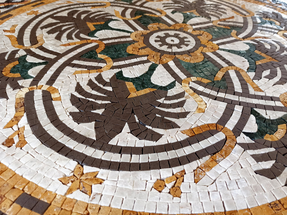 Handmade Geometric Marble Mosaic Tile: 36" Square Floor & Wall Decor