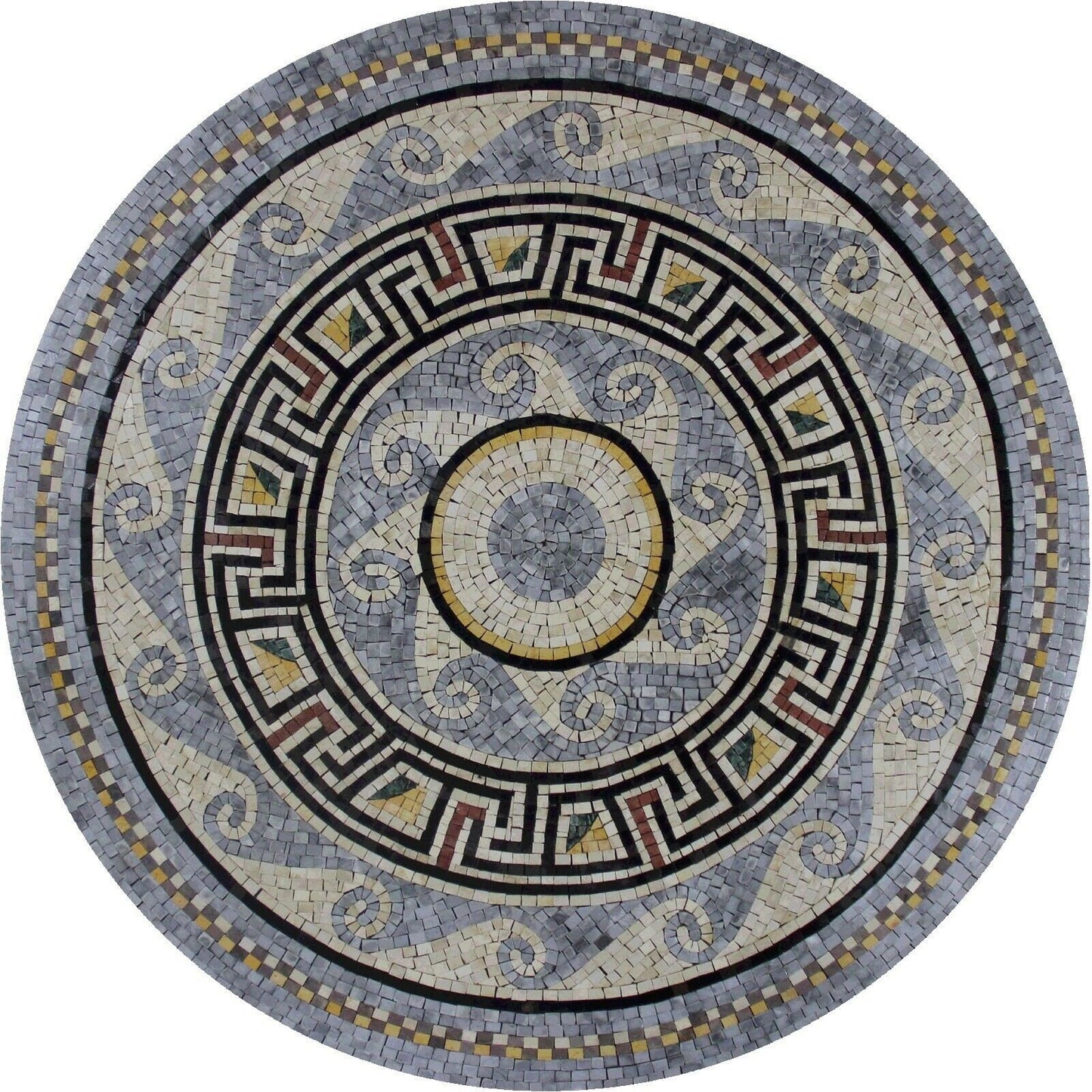 32" Handmade Marble Mosaic Medallion Art Tile: Custom Design
