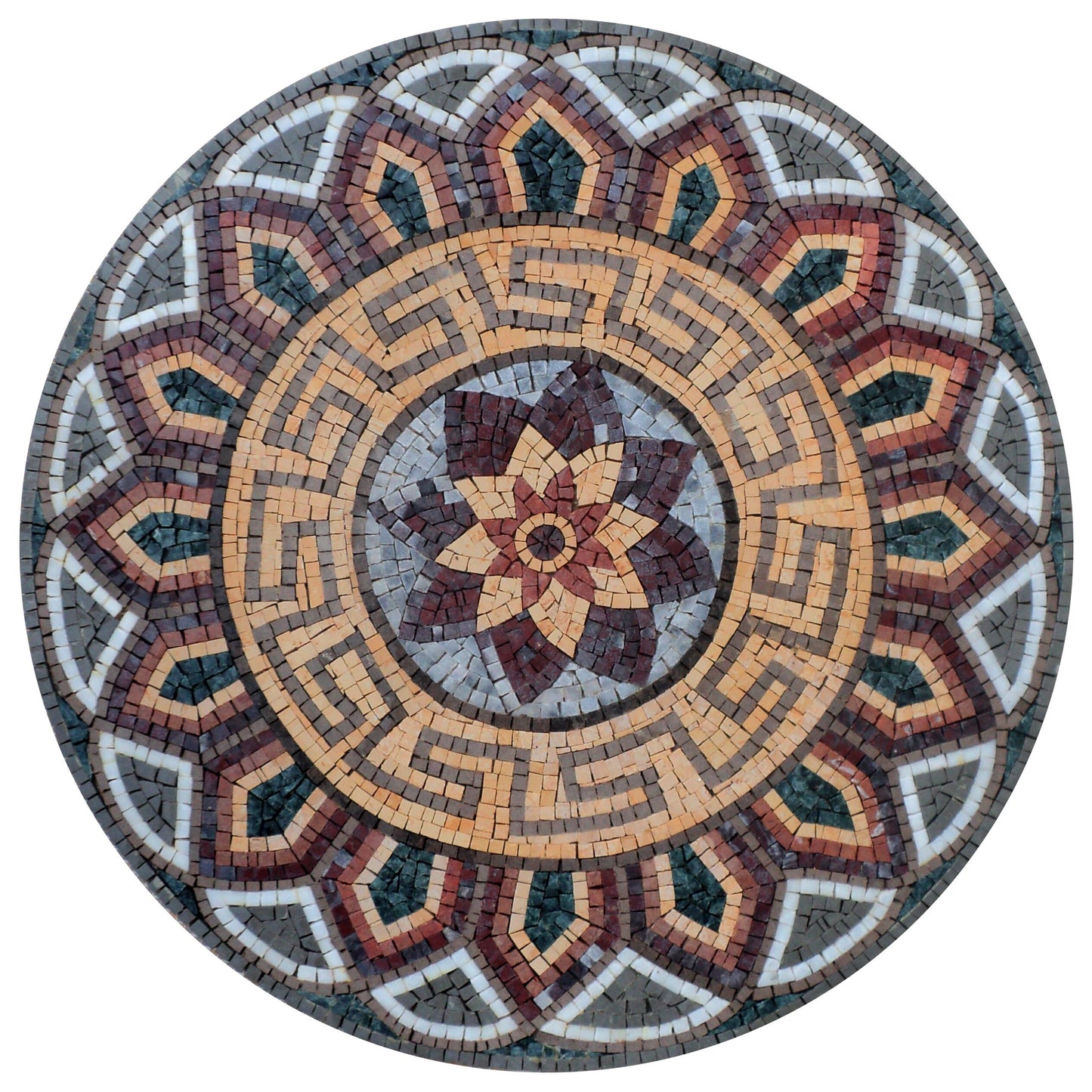 Colorful Handmade Medallion Marble Mosaic Art Tile - Vibrant Stone Décor - Customization available