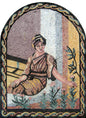 Handmade Italian Mosaic Tile: Woman with Roses, Elegant Wall Art (40” x 30")