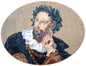 Handmade Philosopher Portrait Mosaic Mural: Indoor Outdoor Wall Art (52” x 32”)