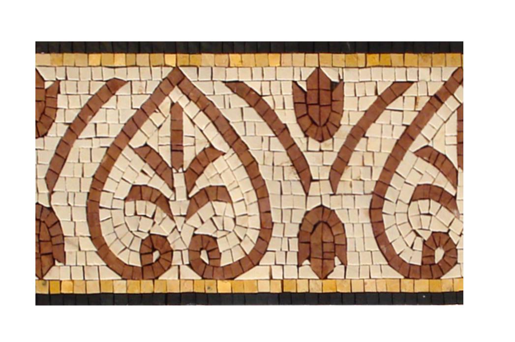 Handmade Marble Tile Mosaic Border: Red Palm & Flower Tropical Accent