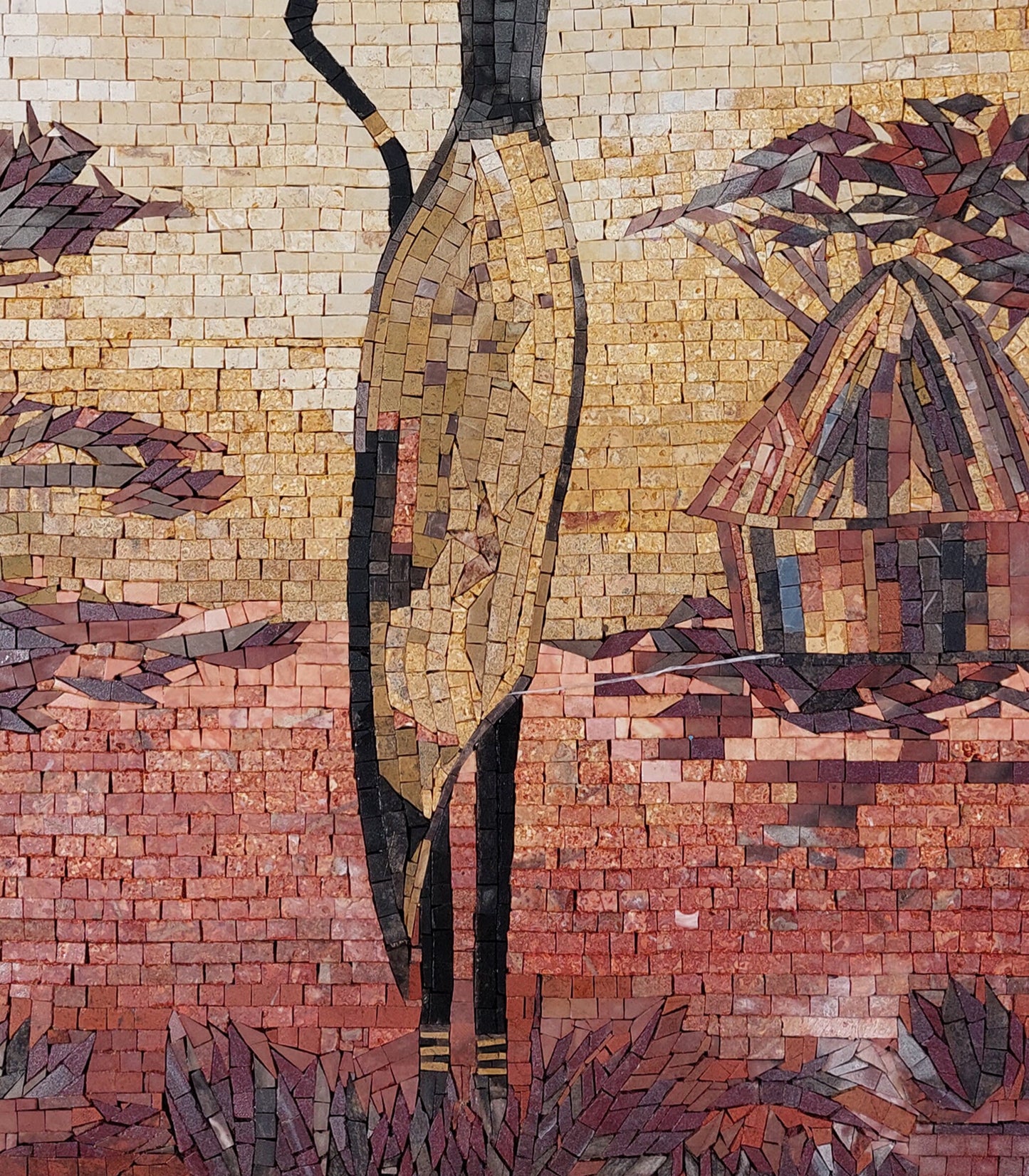 Handmade Farmer Woman Marble Mosaic Tile Art (32” x 16")