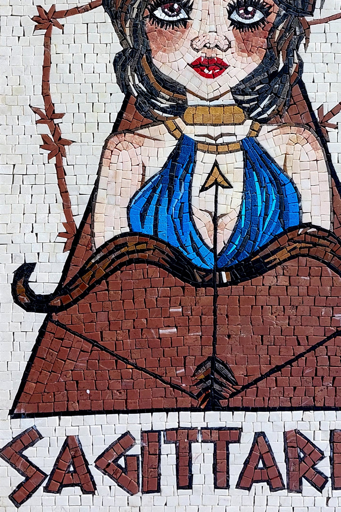 Handmade Sagittarius Mosaic Tile Art: Zodiac Girl Wall Decor
