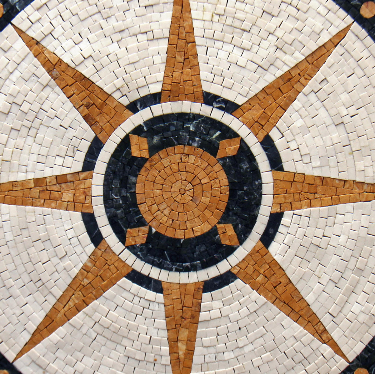 Floral Marble Mosaic Tile: Geometrical Square Pattern, Indoor/Outdoor