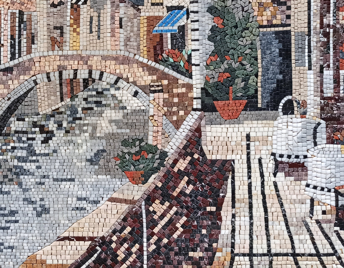 Handmade Venice Mosaic Tile Art: Italian Lake Scene