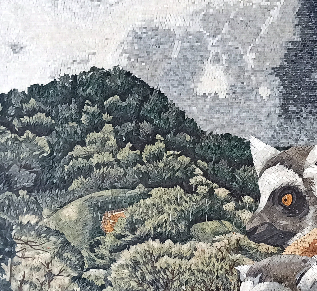 Handmade Lemurs Mosaic Tile Art: Rainforest Animal Wall Decor