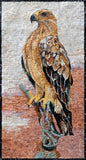 FALCON ART TILES | Wild Bird Mosaic Tiles And Backsplash For Living Room Walls | Golden Falcon Artwork Tiles For Hall And Rooms Walls