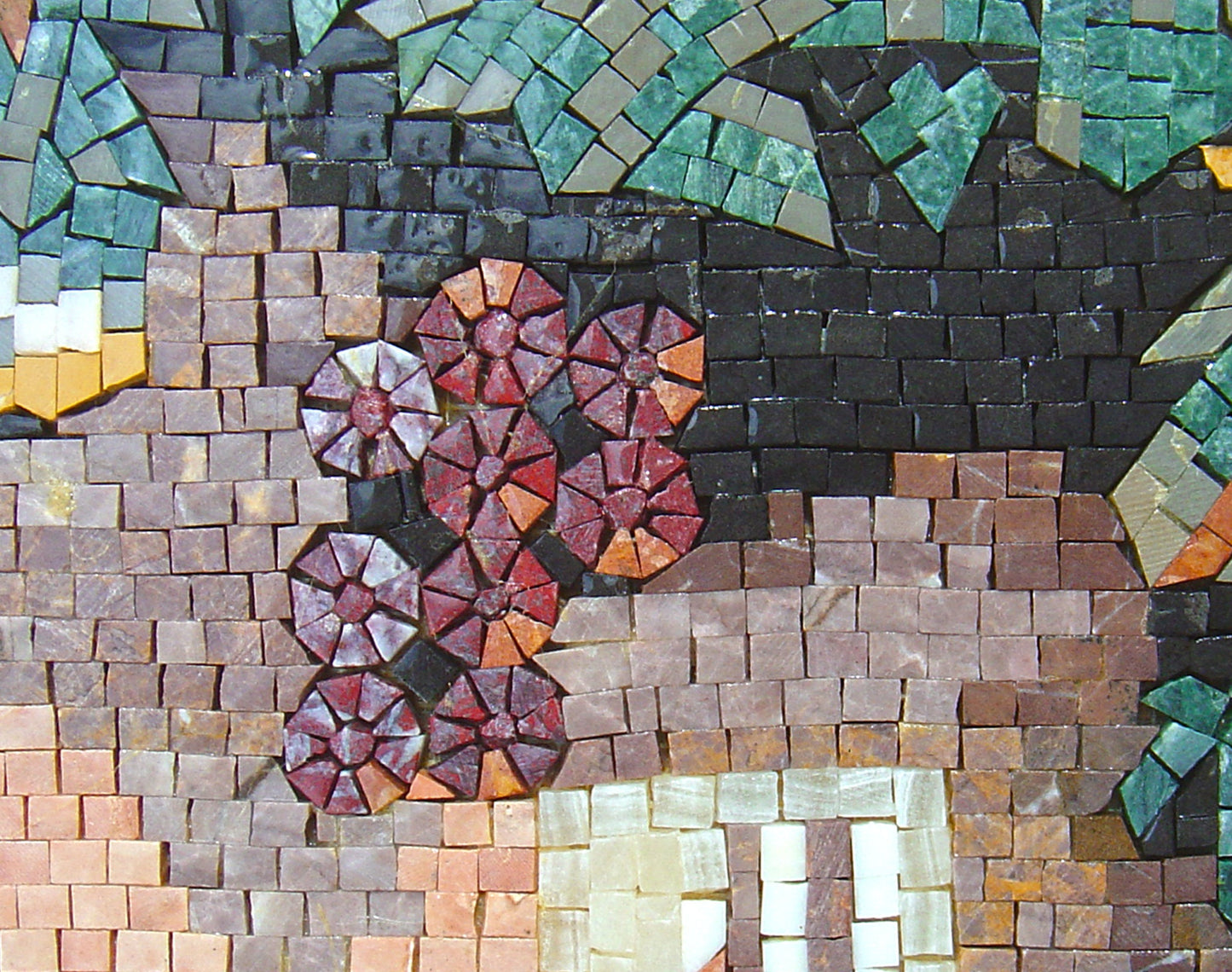 2 PIECE WALL ART - Mural Mosaic Medallion Round Tile Wall Art - Backsplash Mosaic Art- Handmade Botanical Kitchen Wall Art