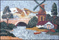 Handmade Windmill Mosaic Mural: Marble Stone Farmhouse Wall Art