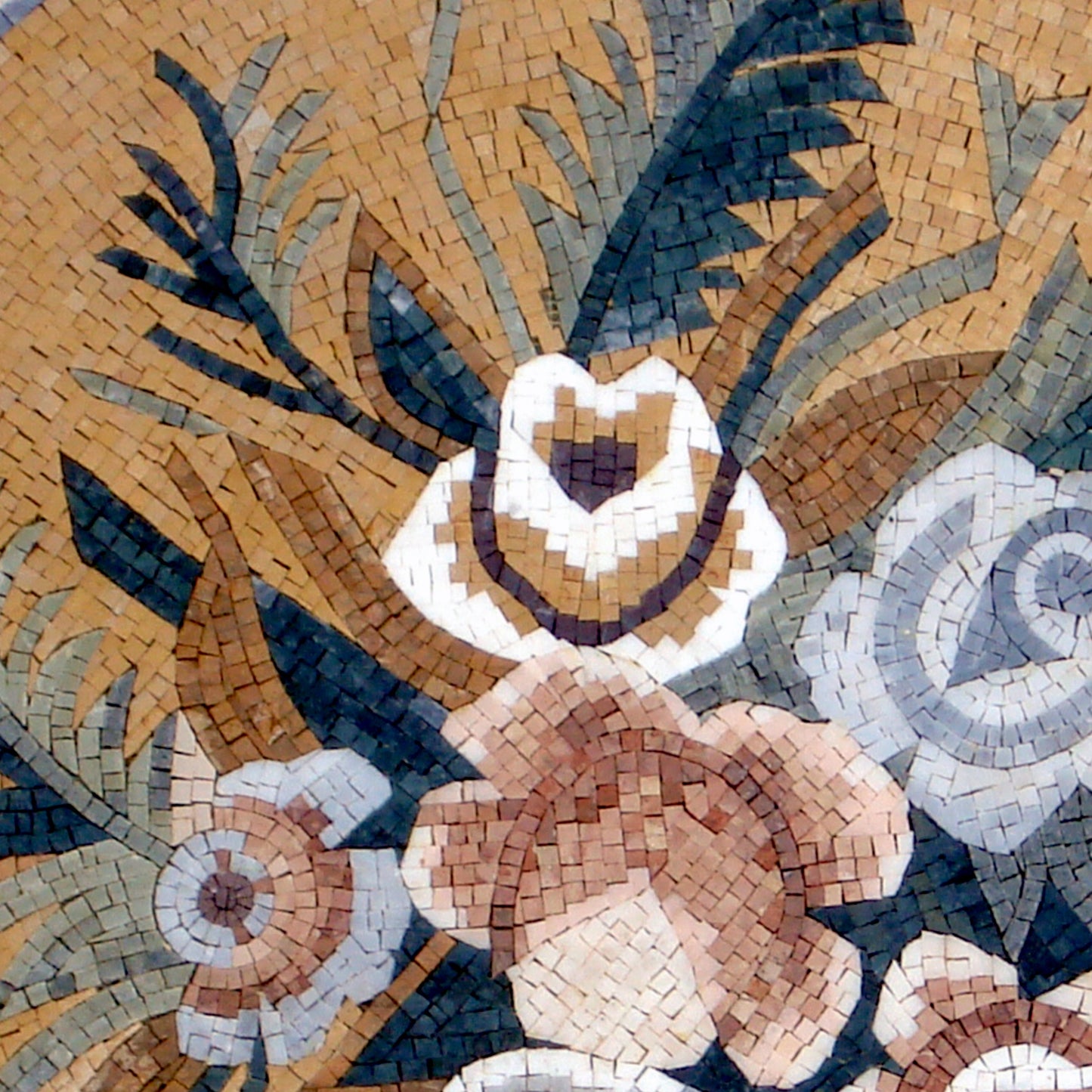 Elegant 32-Inch Handmade Marble Mosaic Medallion - Floral Pattern Art Tile Stone Décor - Customization available