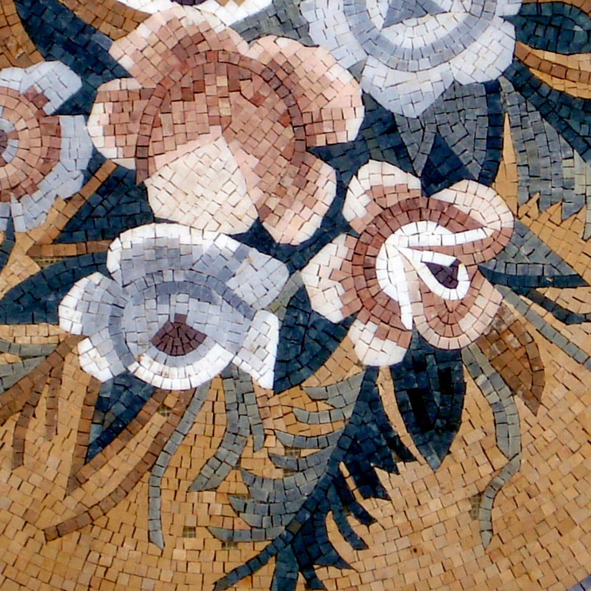Elegant 32-Inch Handmade Marble Mosaic Medallion - Floral Pattern Art Tile Stone Décor - Customization available