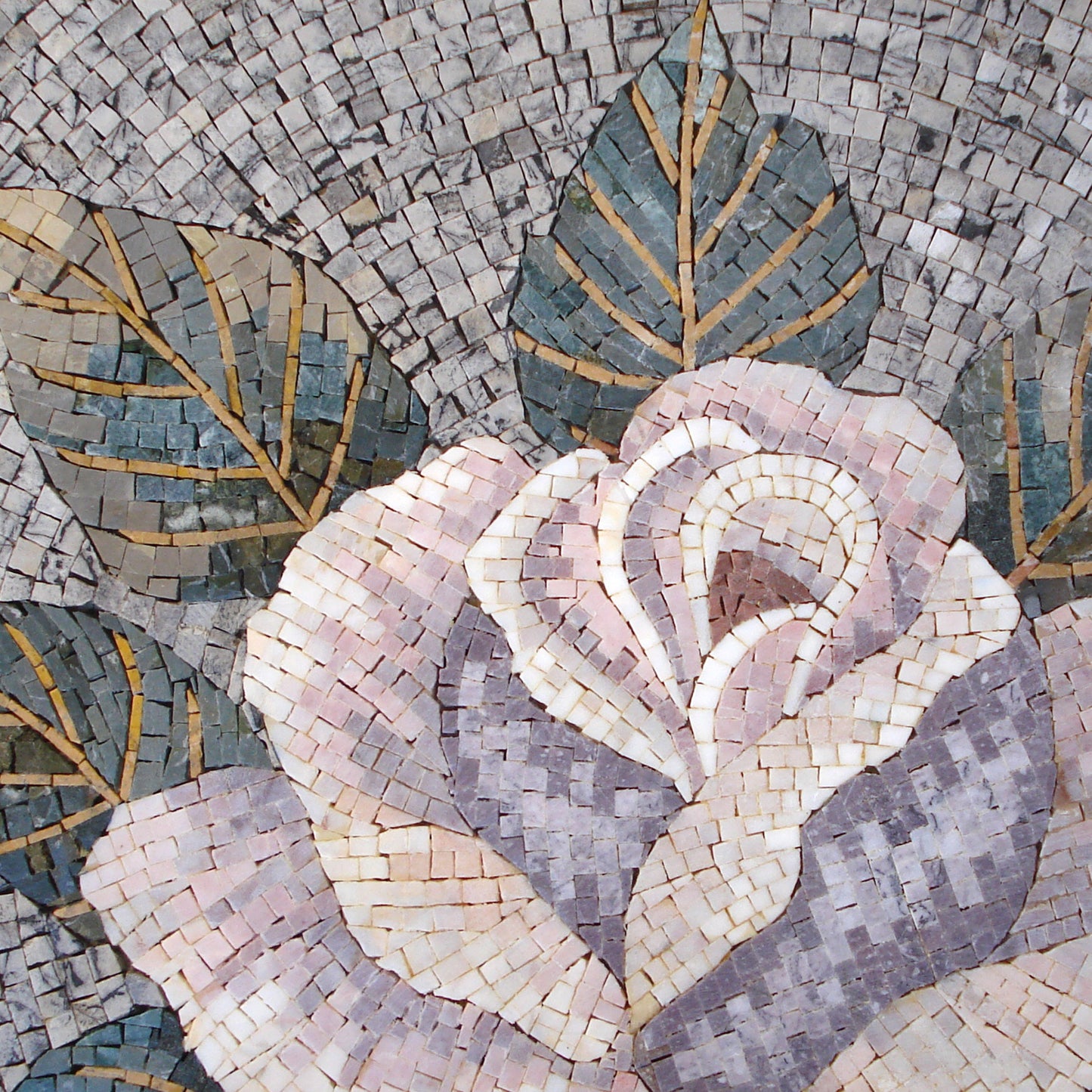Handmade Marble Rose Mosaic Art: 23" Floral Wall Decor