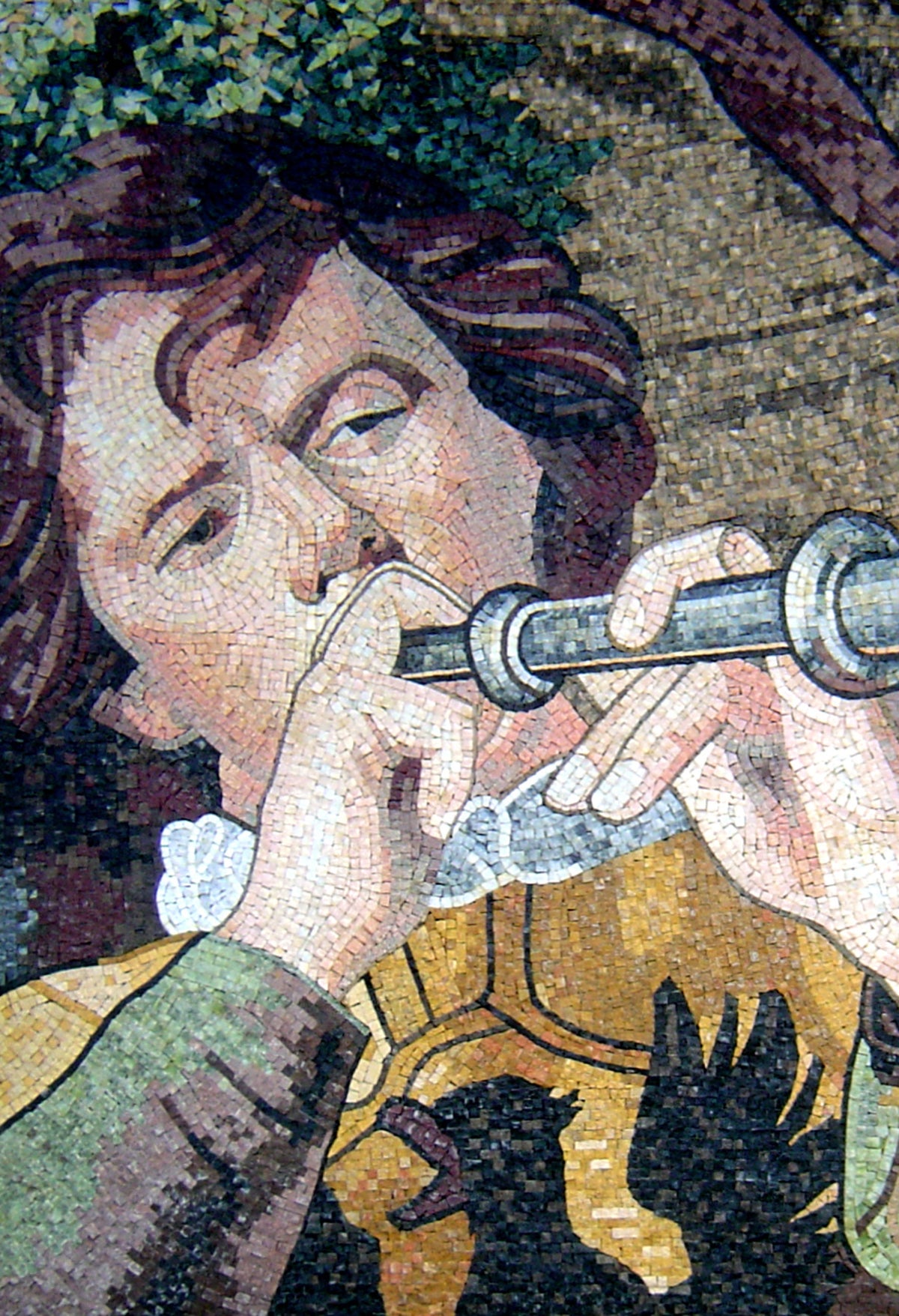Handmade Medieval Herald Mosaic Mural: Stone & Marble Wall Art