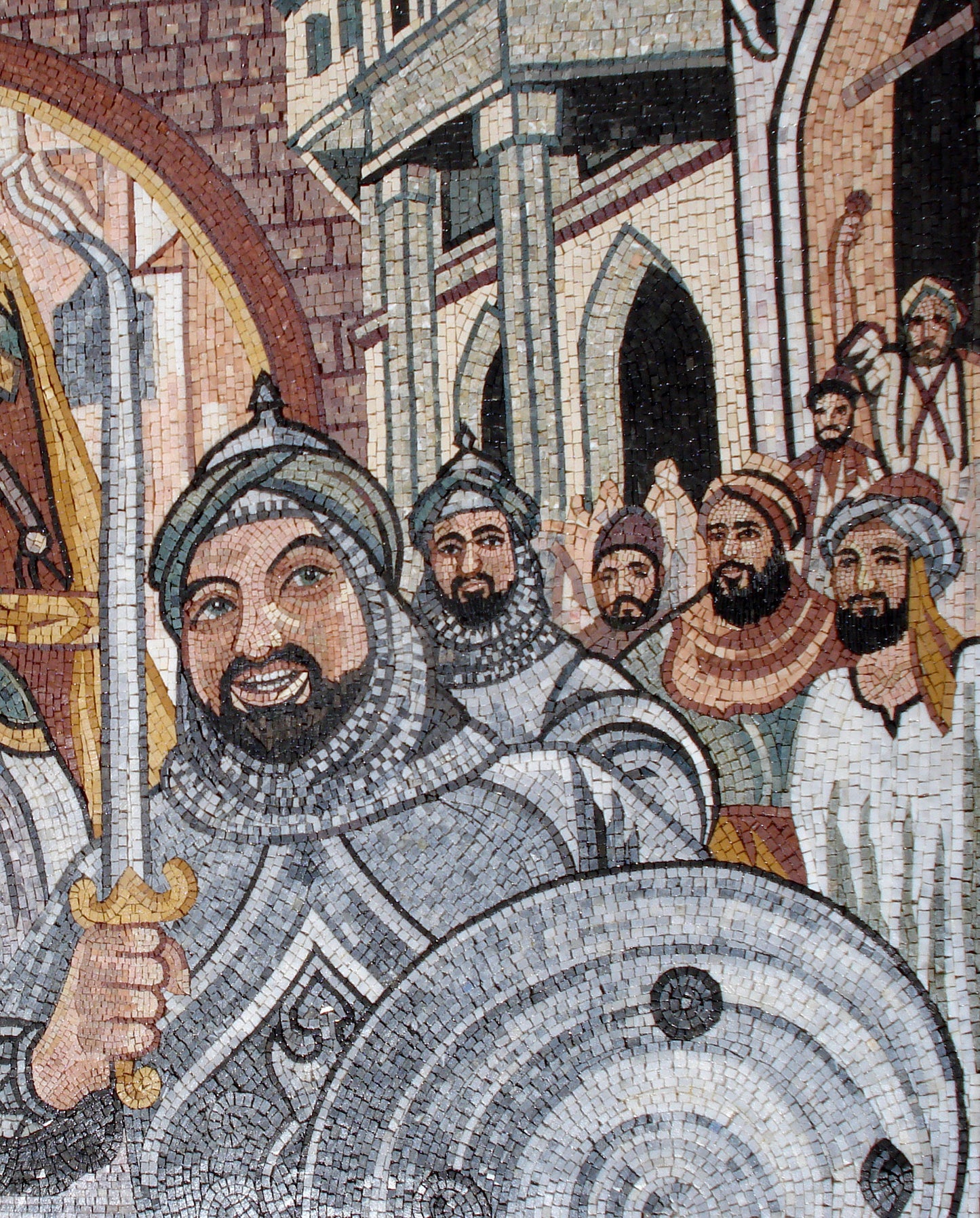 Saladin Mosaic Tile Art: Handmade Marble Reproduction (72” x 56")