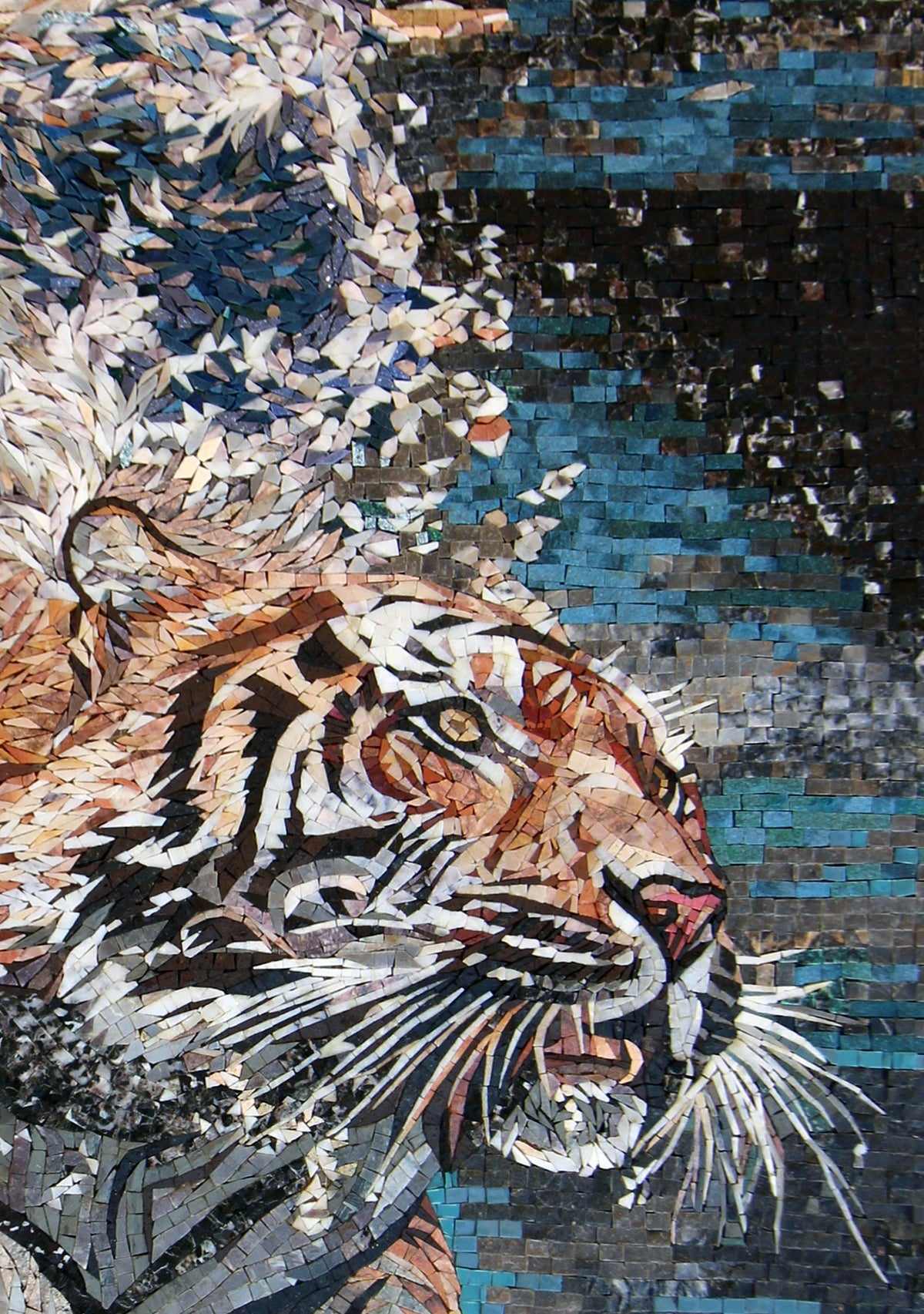 40"x28" Tiger Swimming Mosaic Wall Art, Wildlife Home Decor, Majestic Animal Design, Customization available