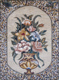 Handmade Marble Mosaic: Elegant Floral Bouquet, 44" Wall Art