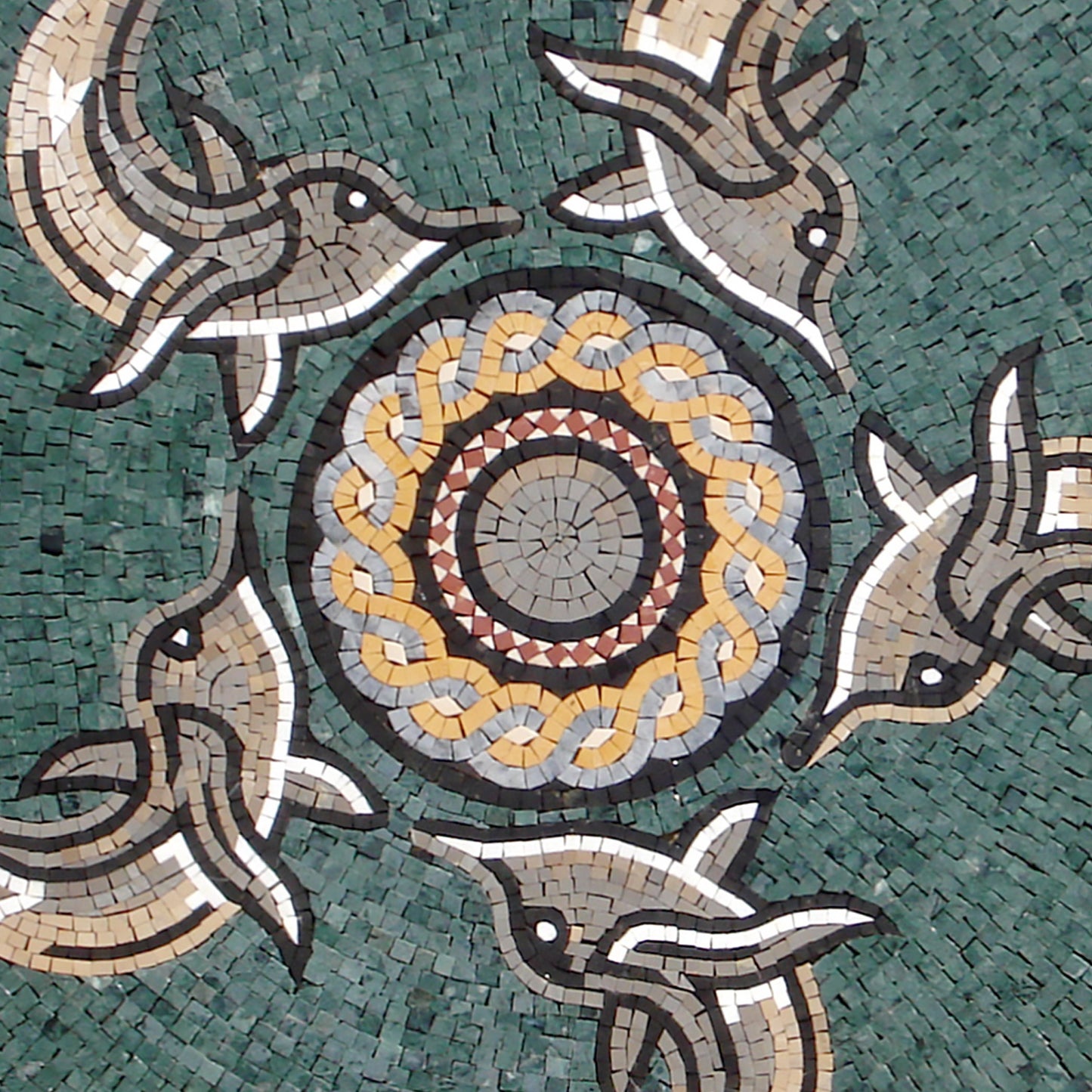 Handmade Dolphin Mosaic Tile Art: Sea Animal Mural (48x48")