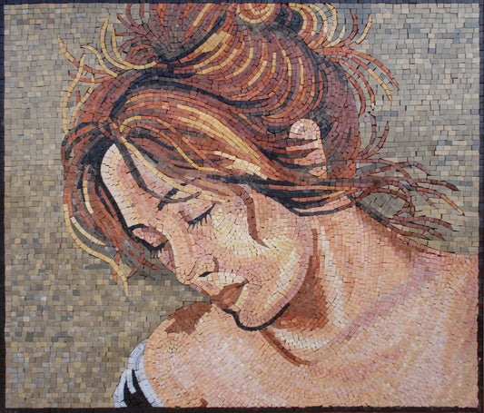PT004 Woman's Portrait Handmade Marble Mosaic
