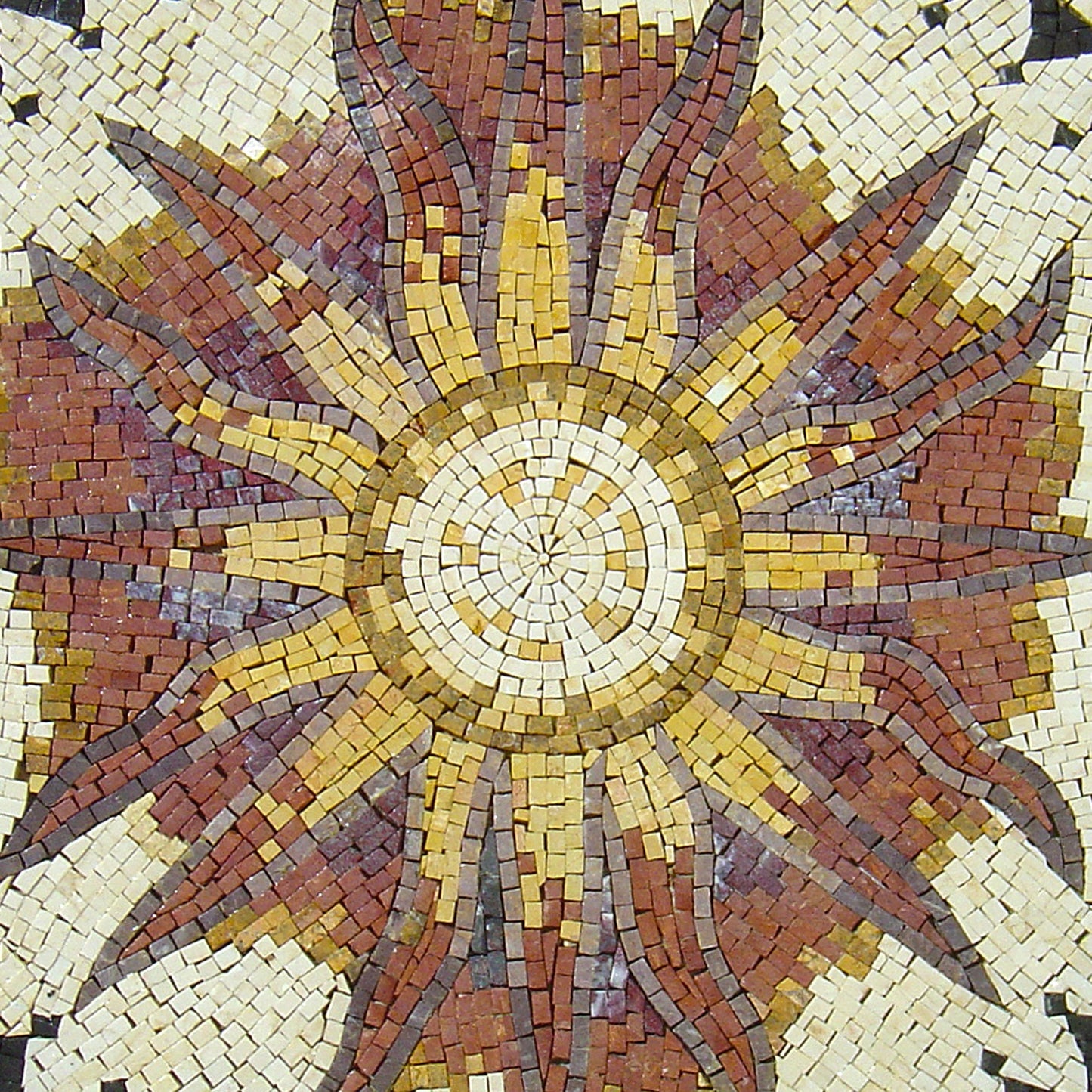 Sunny Splendor - 32-Inch Handmade Marble Sunflower Mosaic Medallion Art Tile Décor - Customization available