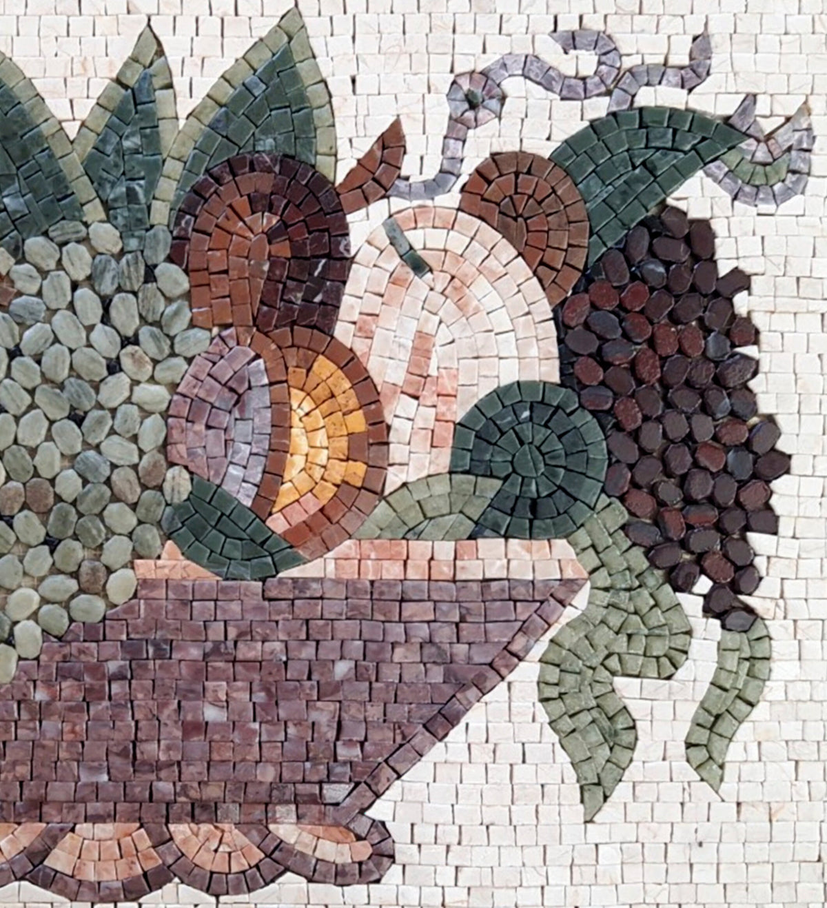 Handmade Marble Mosaic Fruit Bowl: Kitchen Wall Art Tile Backsplash