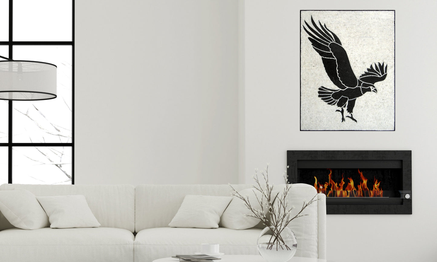 Handmade Eagle Mosaic Backsplash: Marble Stone Wall Art