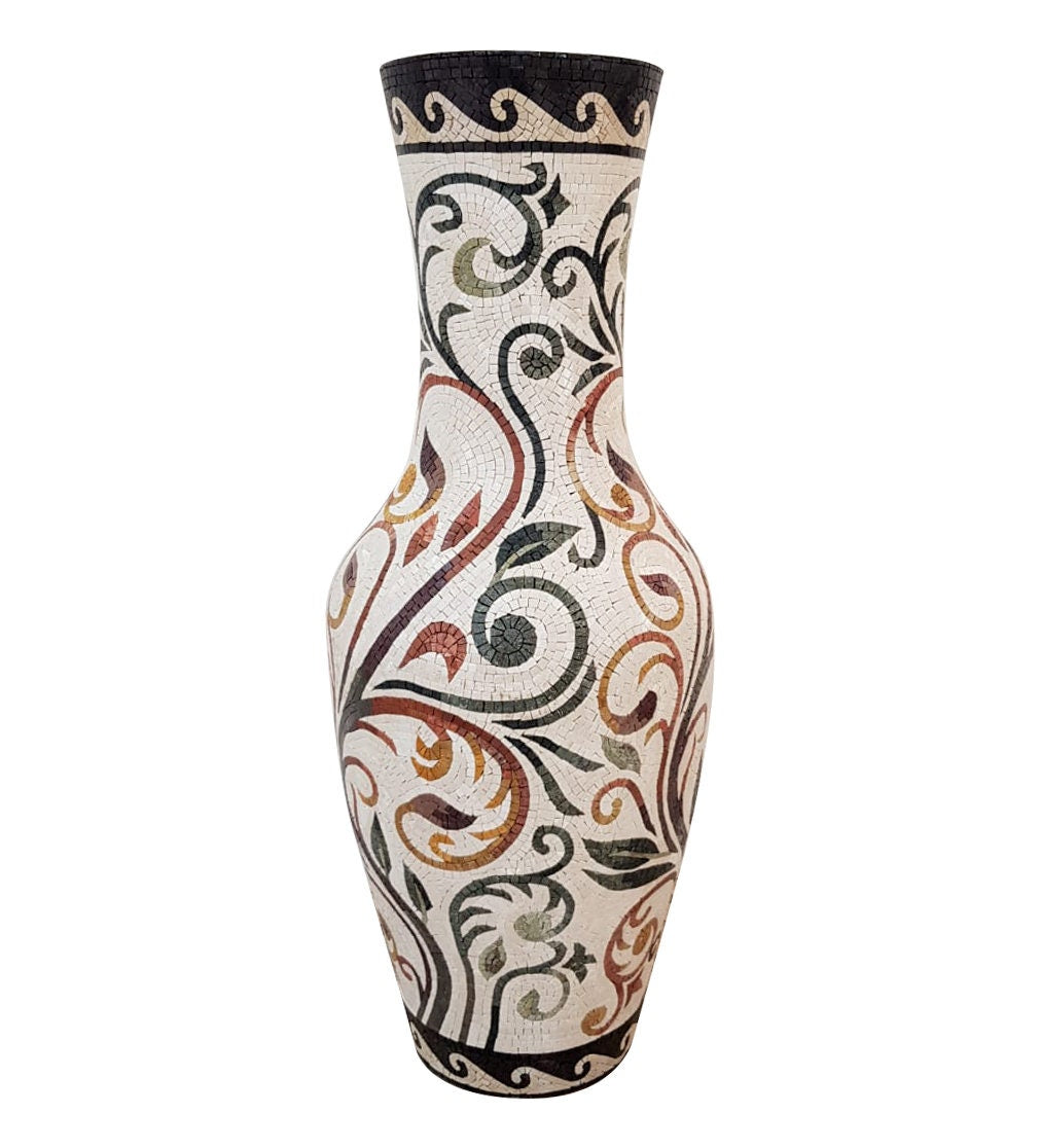 Handmade Mediterranean Marble Mosaic Vase: Floral Home Decor