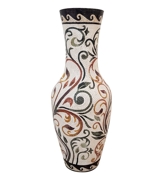 Handmade Mediterranean Marble Mosaic Vase: Floral Home Decor