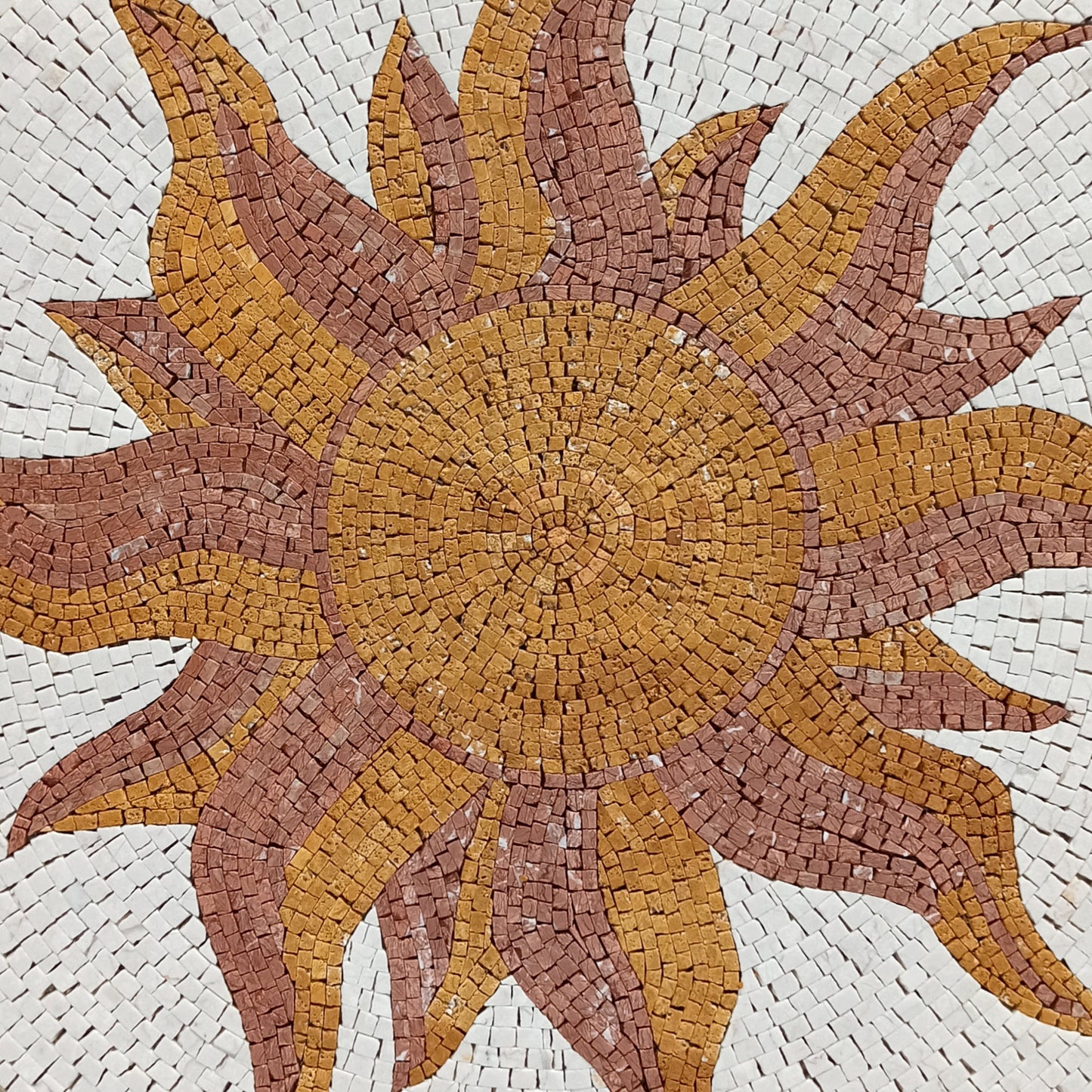 Radiant Bloom - 32-Inch Handmade Sunflower Decorative Medallion - Marble Mosaic Art Tile Decor - Customization available