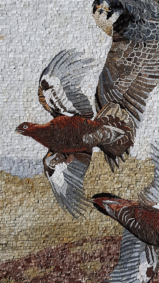 Handmade Eagle Mosaic Tile Art: Indoor/Outdoor Stone Wall Decor