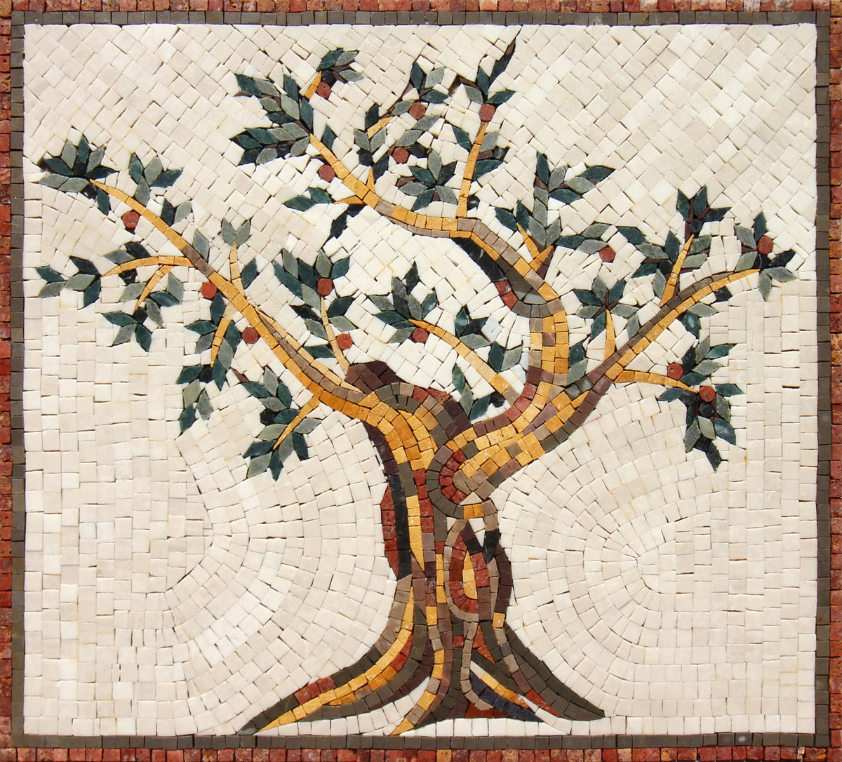 OLIVE TREE MOSAIC - Backsplash Marble Mosaic Tiles. Customization. Handcrafted Roman Mosaics